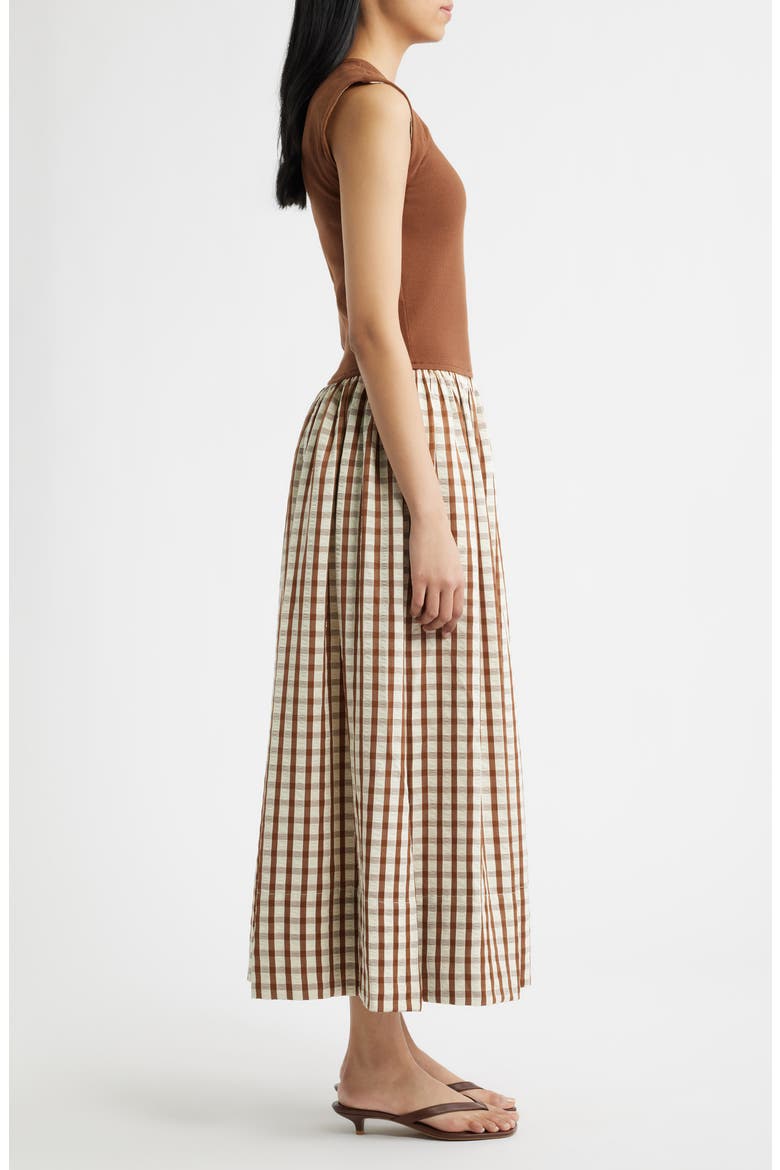 Daphne Sleeveless Midi Dress, Alternate, color, BROWN CHECK