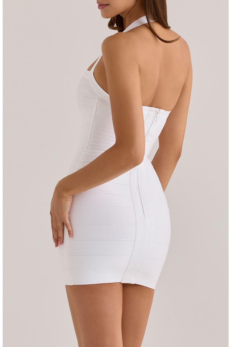 The Silhouette Halter Bandage Minidress, Alternate, color, WHITE