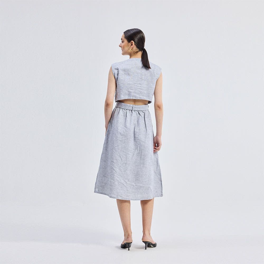 Back Cut Out Linen Dress - image 2