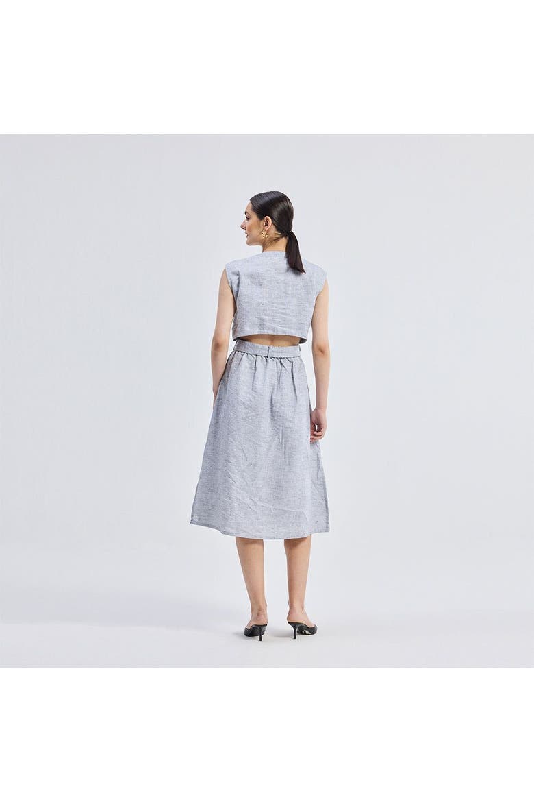 Back Cut Out Linen Dress, Alternate, color, Pin Striped
