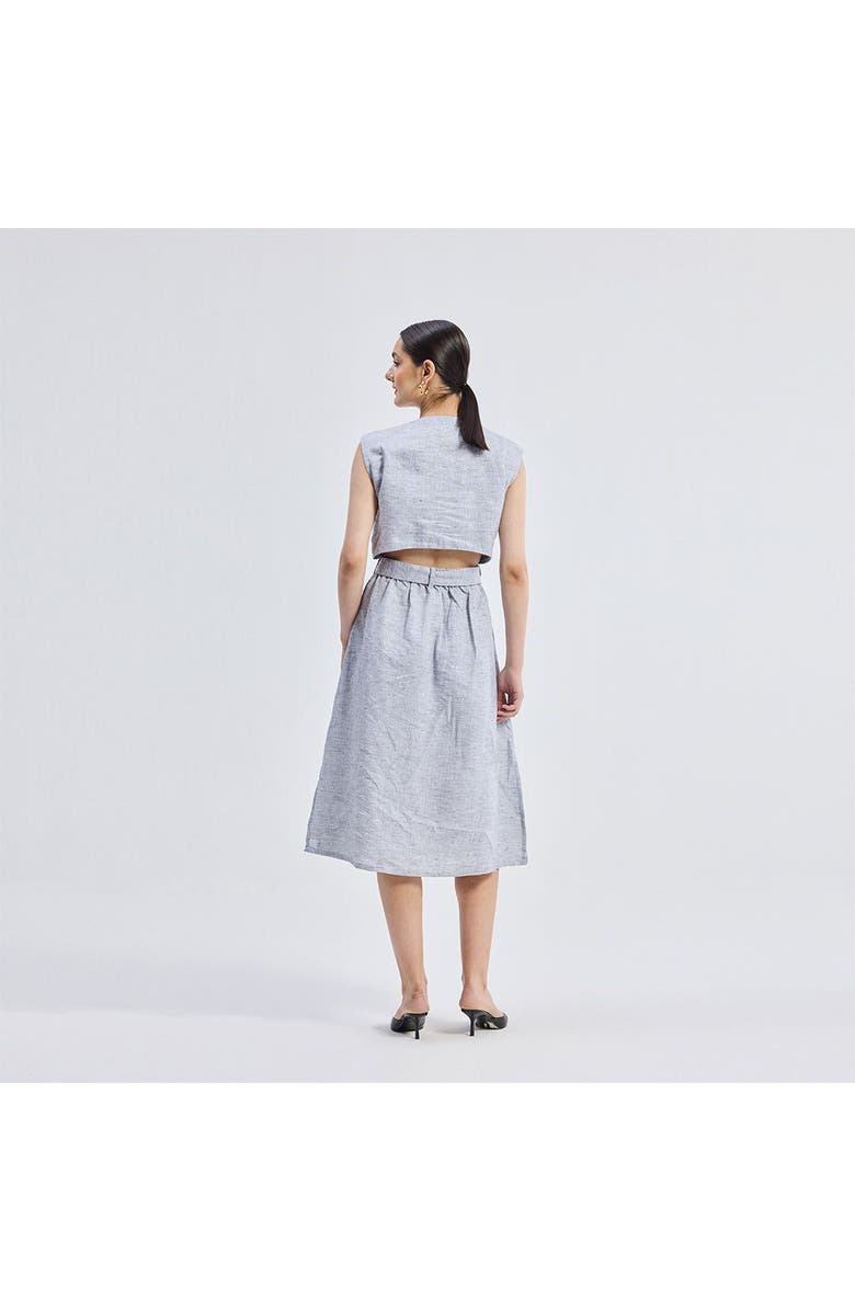 Reistor Back Cut Out Linen Dress, Alternate, color, Pin Striped