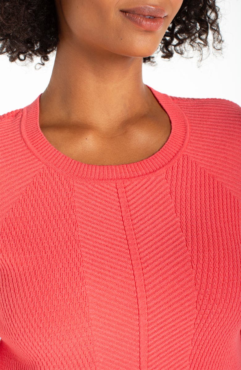 Liverpool Los Angeles Mixed Stitch Crewneck Sweater, Alternate, color, Sunset Coral
