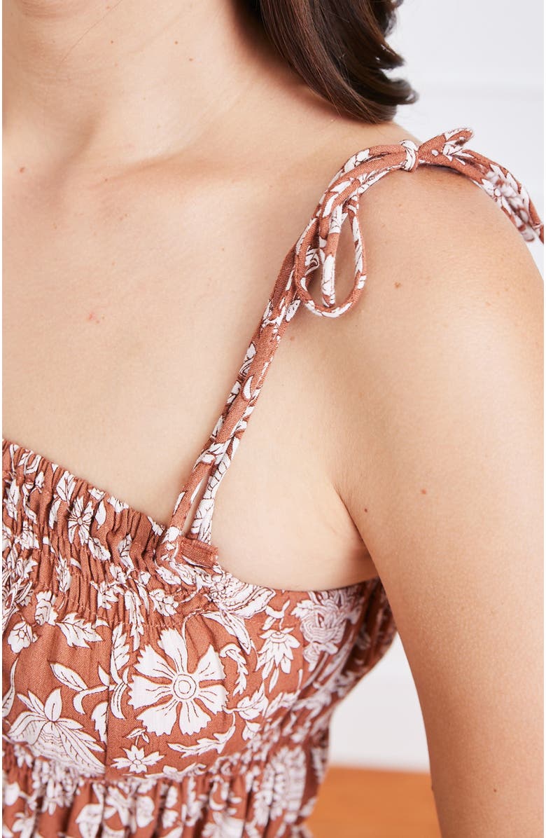 Paneros Clothing Emilia Cotton Floral Midi Dress, Alternate, color, Garden Roots