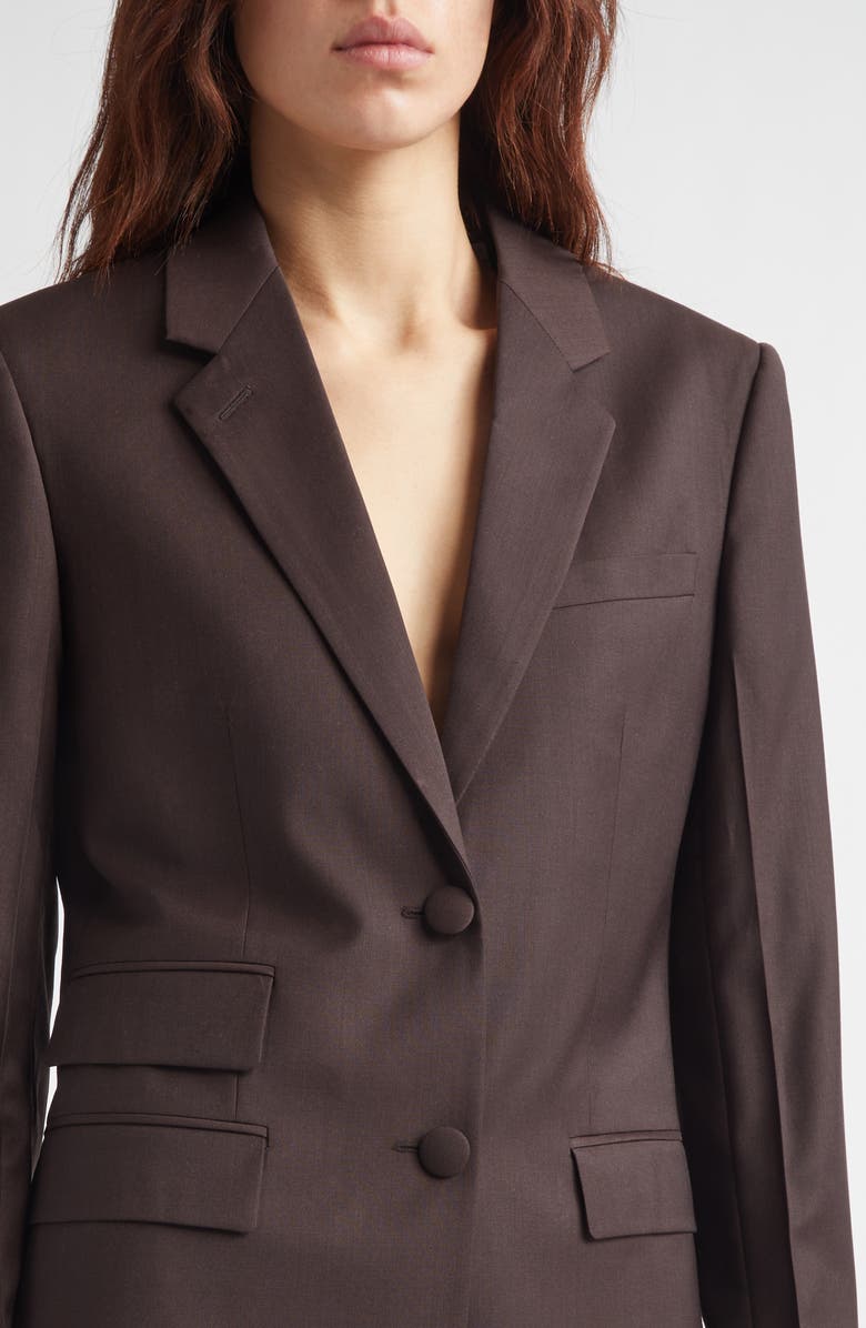 Burberry Siora Wool Blazer, Alternate, color, Carbon Brown