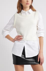 Open Edit Layered Look Sweater Vest | Nordstromrack