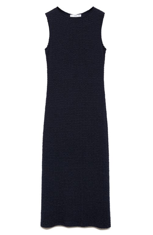 Mango Texture Sleeveless Maxi Dress In Blue