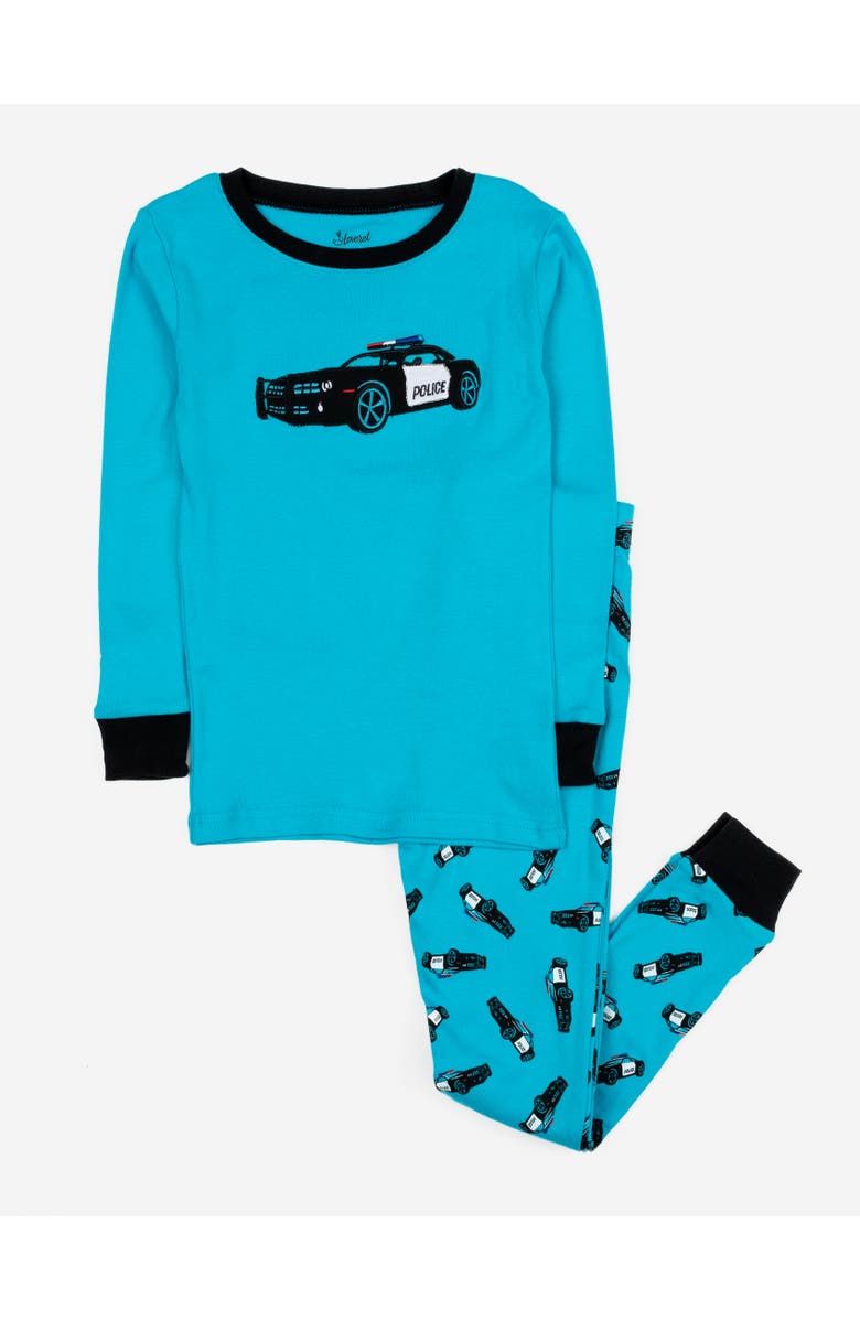 Leveret Two-Piece Printed Cotton Pajamas, Vehicles & Machines, Main, color, Police Car