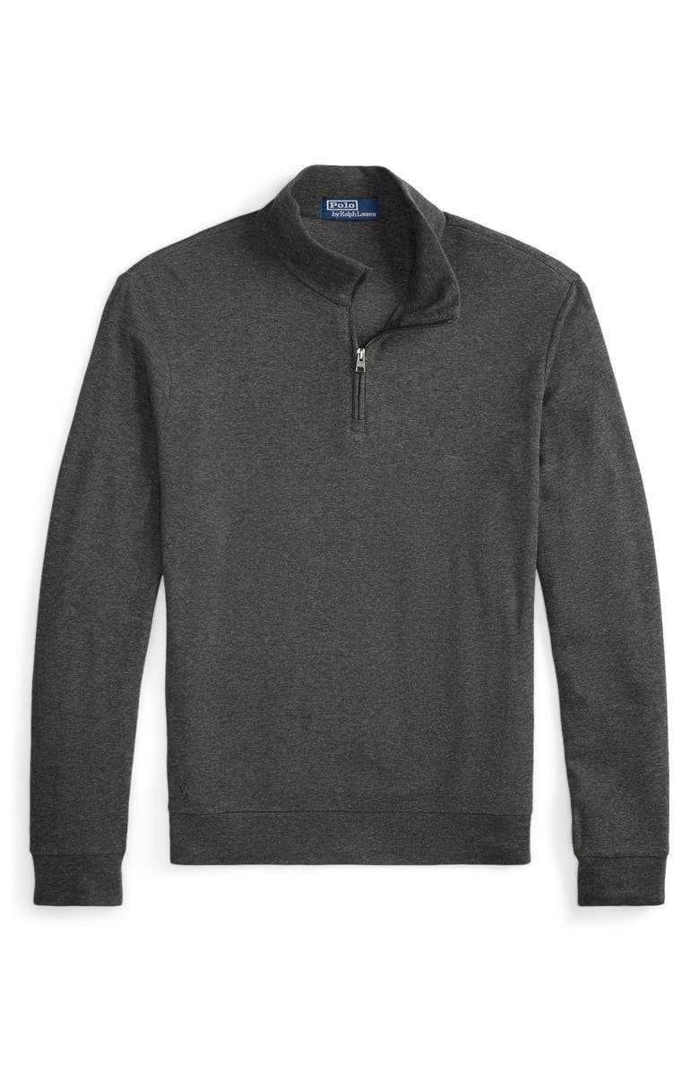 Polo Ralph Lauren Textured Double Knit Quarter Zip Pullover, Alternate, color, Windsor Heather/ Blackboot