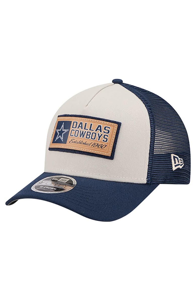 New Era Men's New Era  Stone/Navy Dallas Cowboys Two-Tone Text 9FORTY M-Crown Adjustable Hat, Main, color, Stone