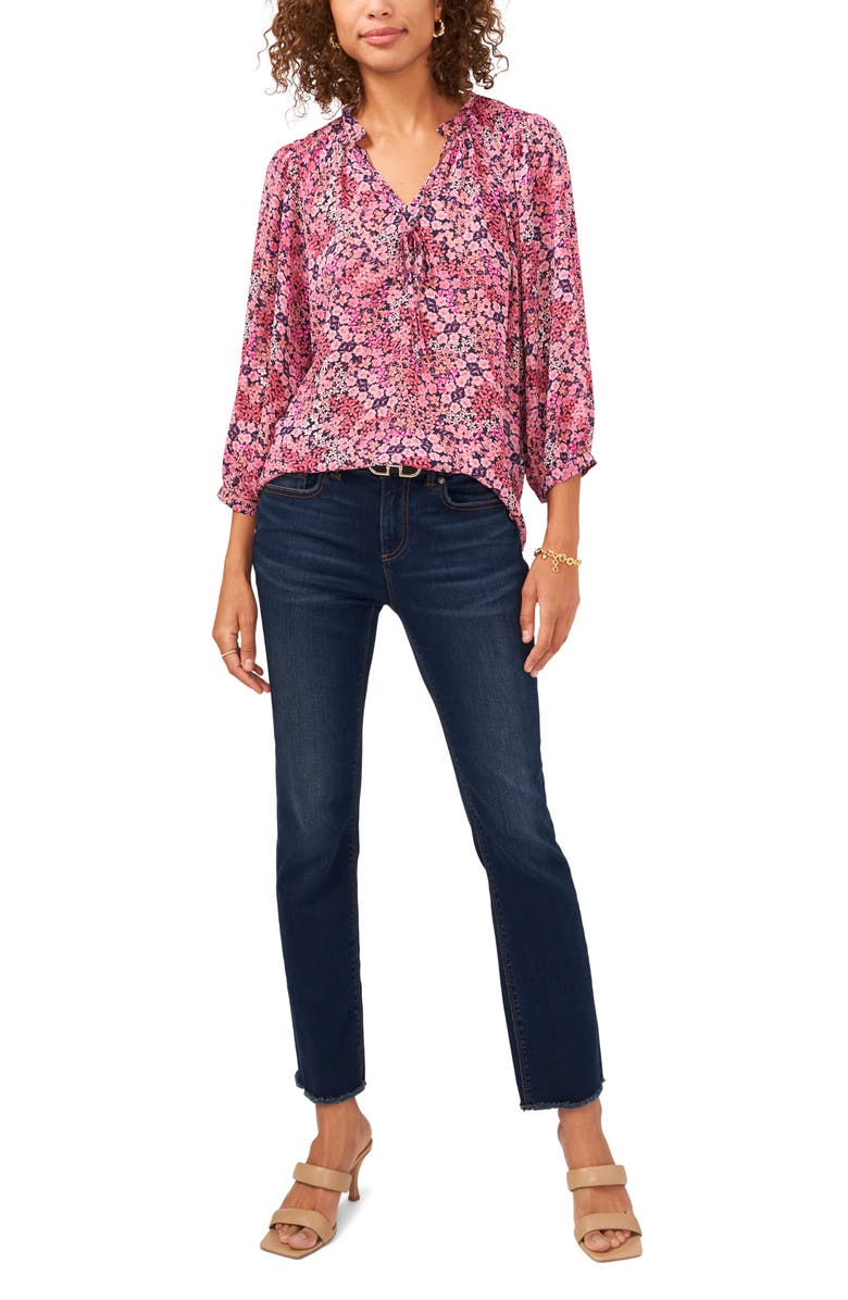 Vince Camuto Meadow Floral Peasant Blouse, Alternate, color,