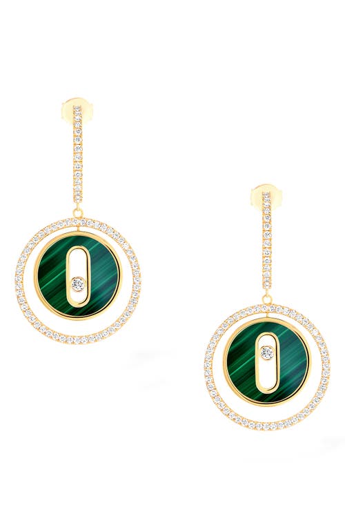 Messika Lucky Move 18k Yellow Gold Malachite Diamond Earrings In Yellow Gold