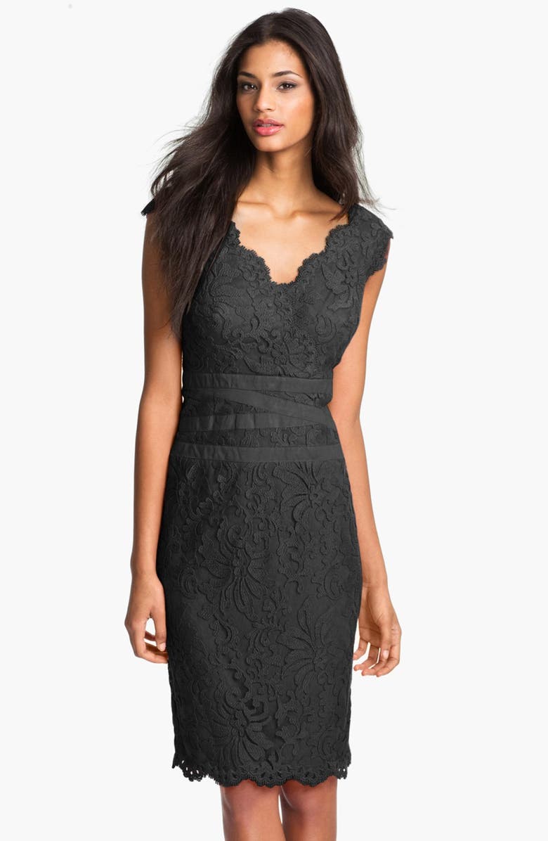 Tadashi Shoji Lace & Tulle Sheath Dress, Main, color, 