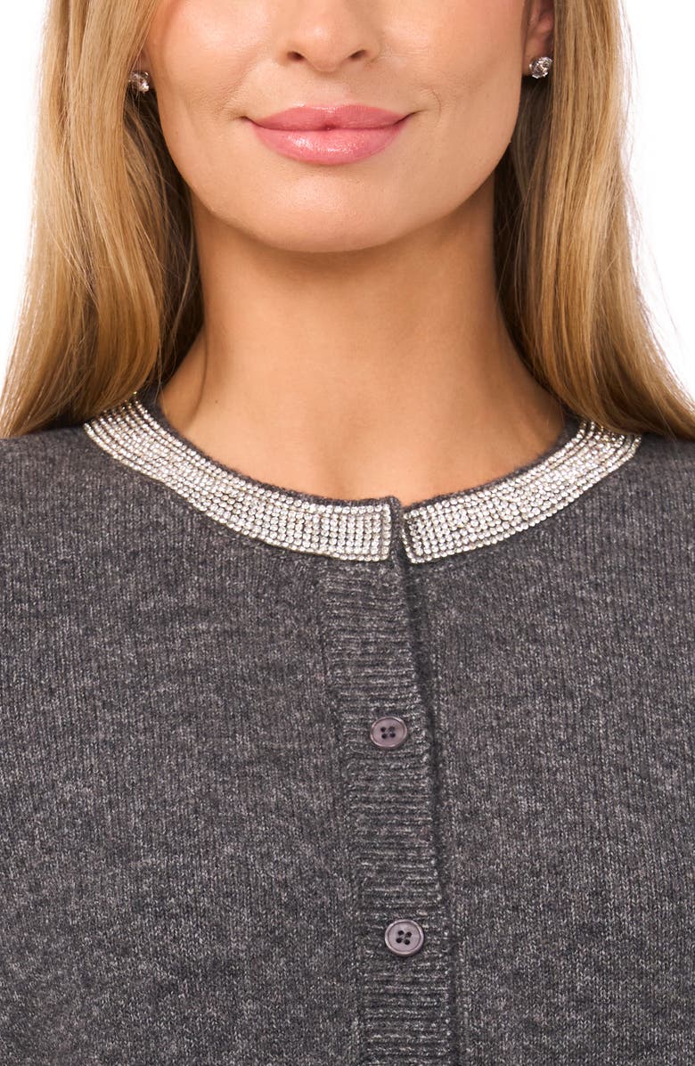Halogen<sup>®</sup> Rhinestone Collar Cardigan, Alternate, color, Medium Heather Grey