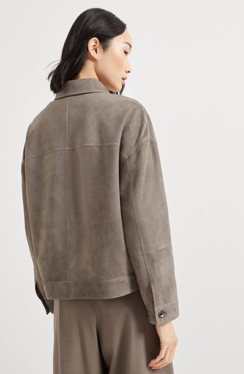 Brunello Cucinelli Couture suede jacket, Alternate, color, Grey