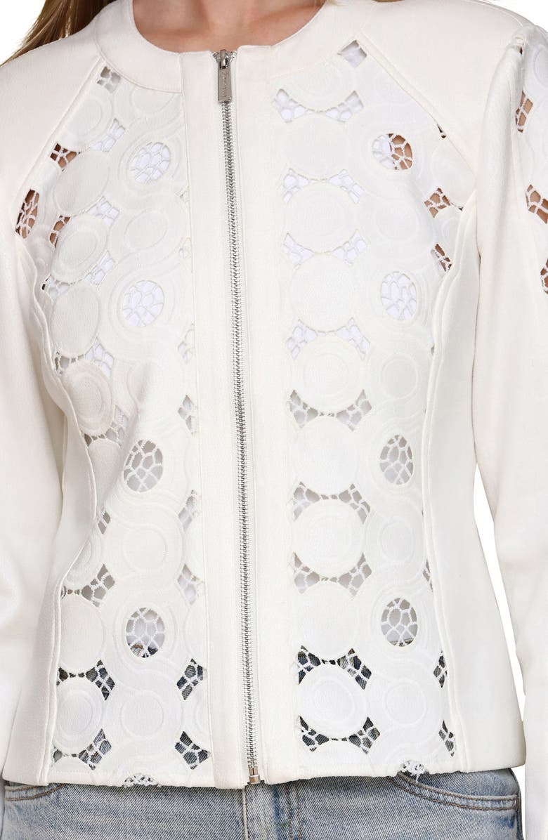 Bagatelle Mixed Media Lace Detail Jacket, Alternate, color, 