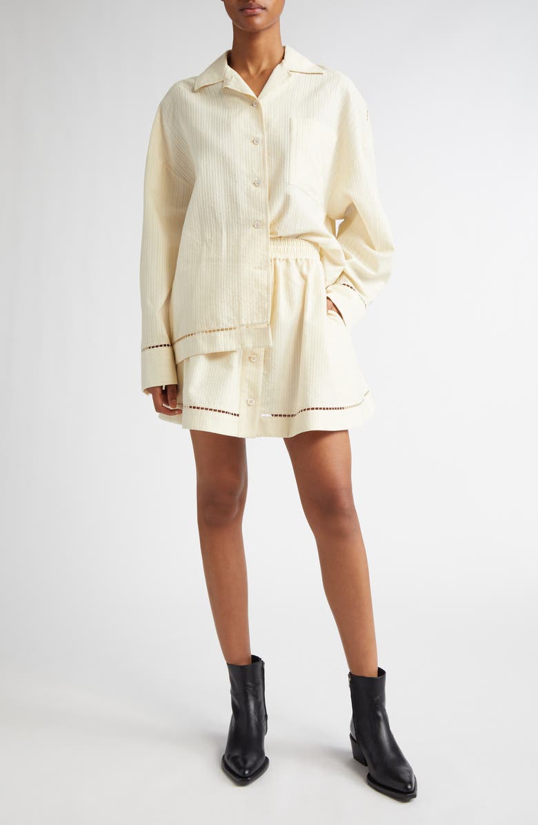 Golden Goose Texture Stripe Oversize Button-Up Shirt, Alternate, color, Shortbread
