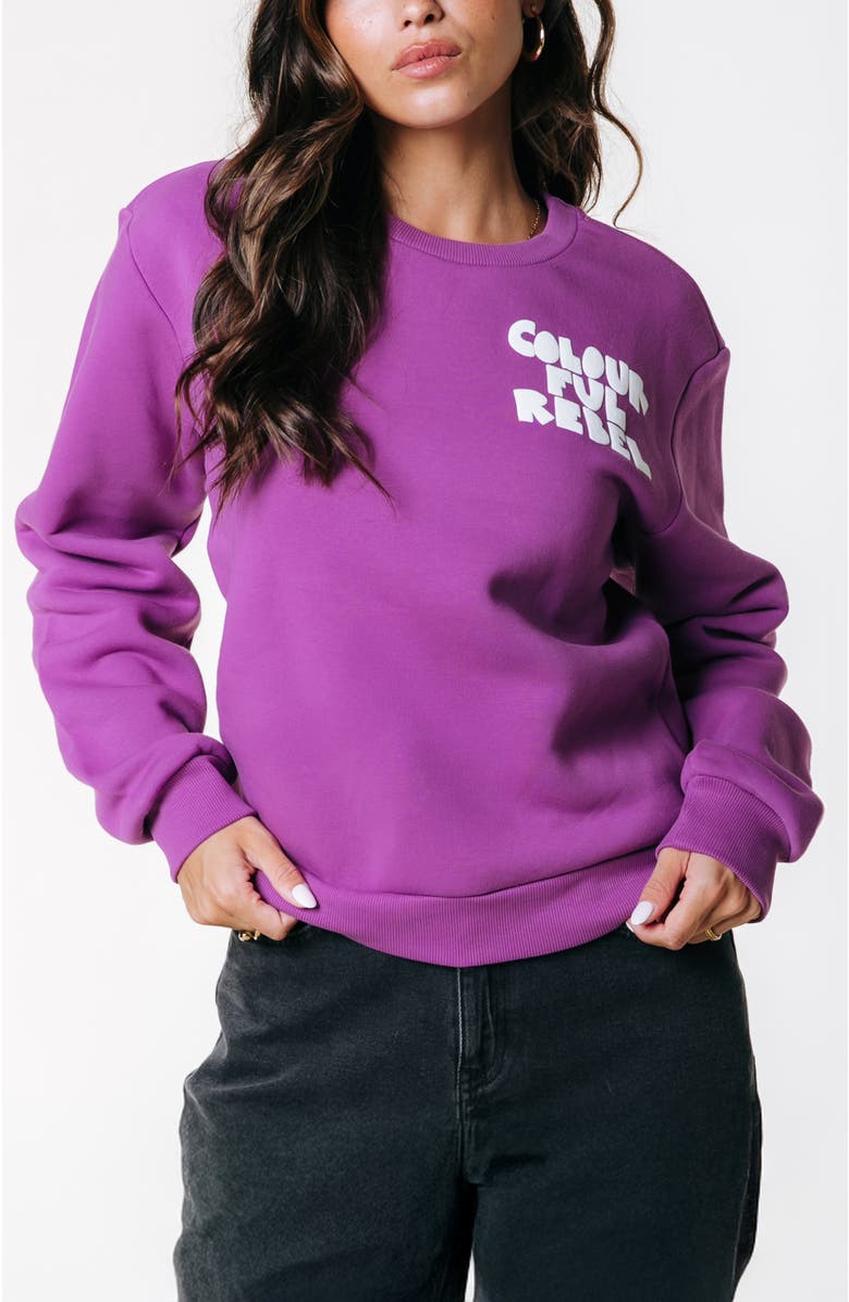Colourful Rebel Logo Wave Puff Relaxed Sweat, Main, color, Violet Pink