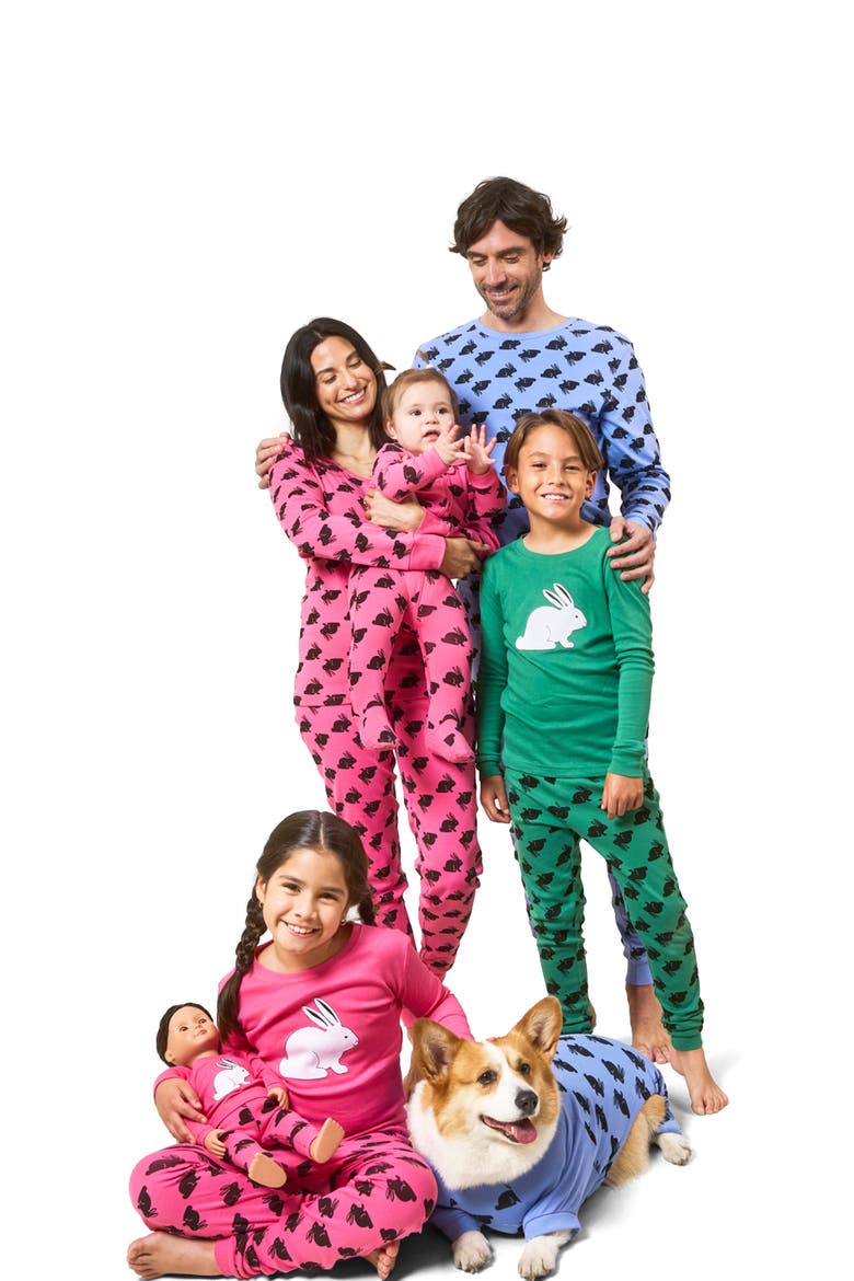 Footed Cotton Easter Matching Family Pajamas, Bunny Prints, Alternate, color, Pink Bunny