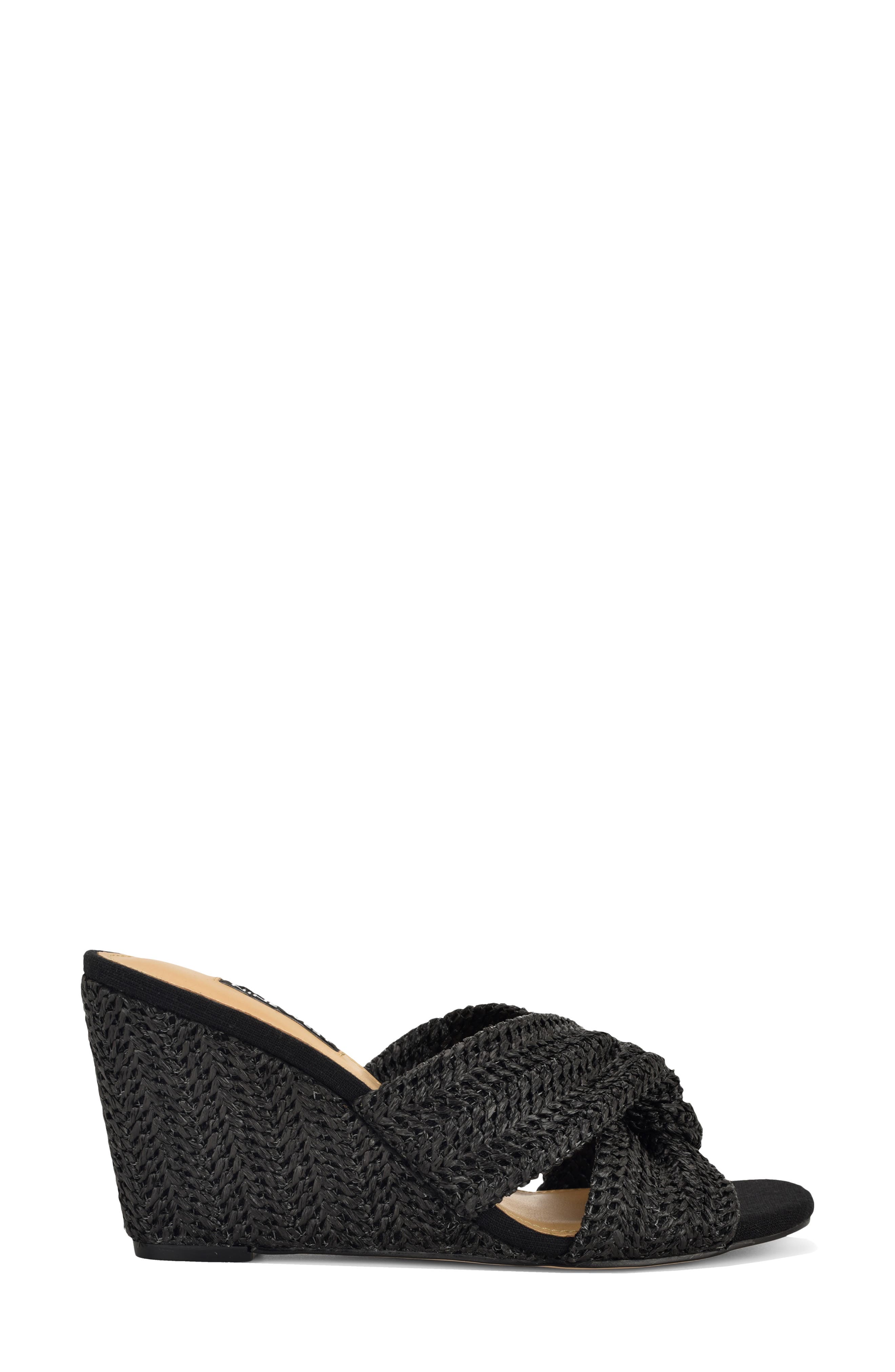 Nine West Nejia Wedge Sandal, Alternate, color, Black