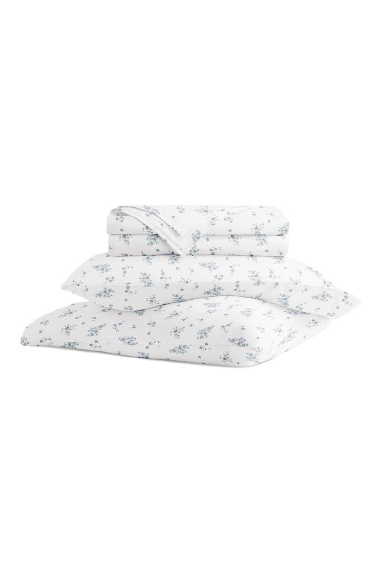 300 Thread Count Cotton Sateen Sheet Set, Main, color, BOUQUET BLISS LIGHT BLUE