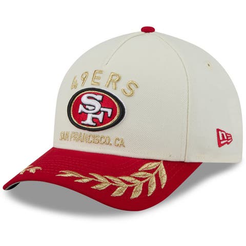 Men's New Era Cream/Scarlet San Francisco 49ers 2025 NFL Draft 9FORTY A-Frame M-Crown Adjustable Hat