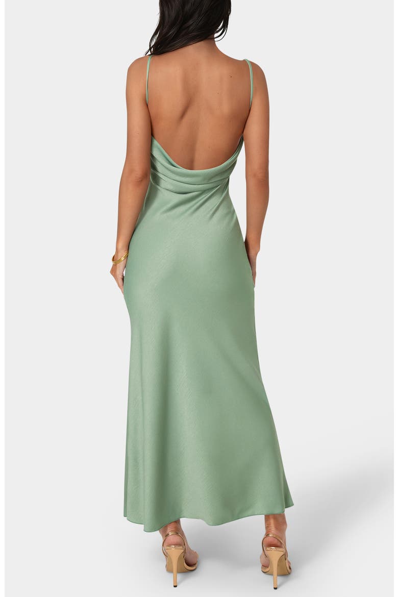 Draped Back Crepe Maxi Slipdress, Alternate, color, SAGE