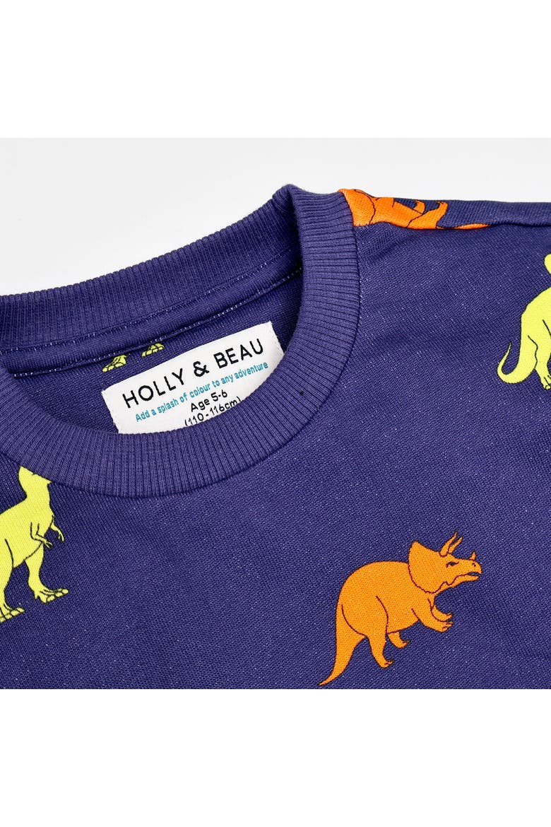 Dinosaur Cotton Crew Neck Sweatshirt, Alternate, color, Blue