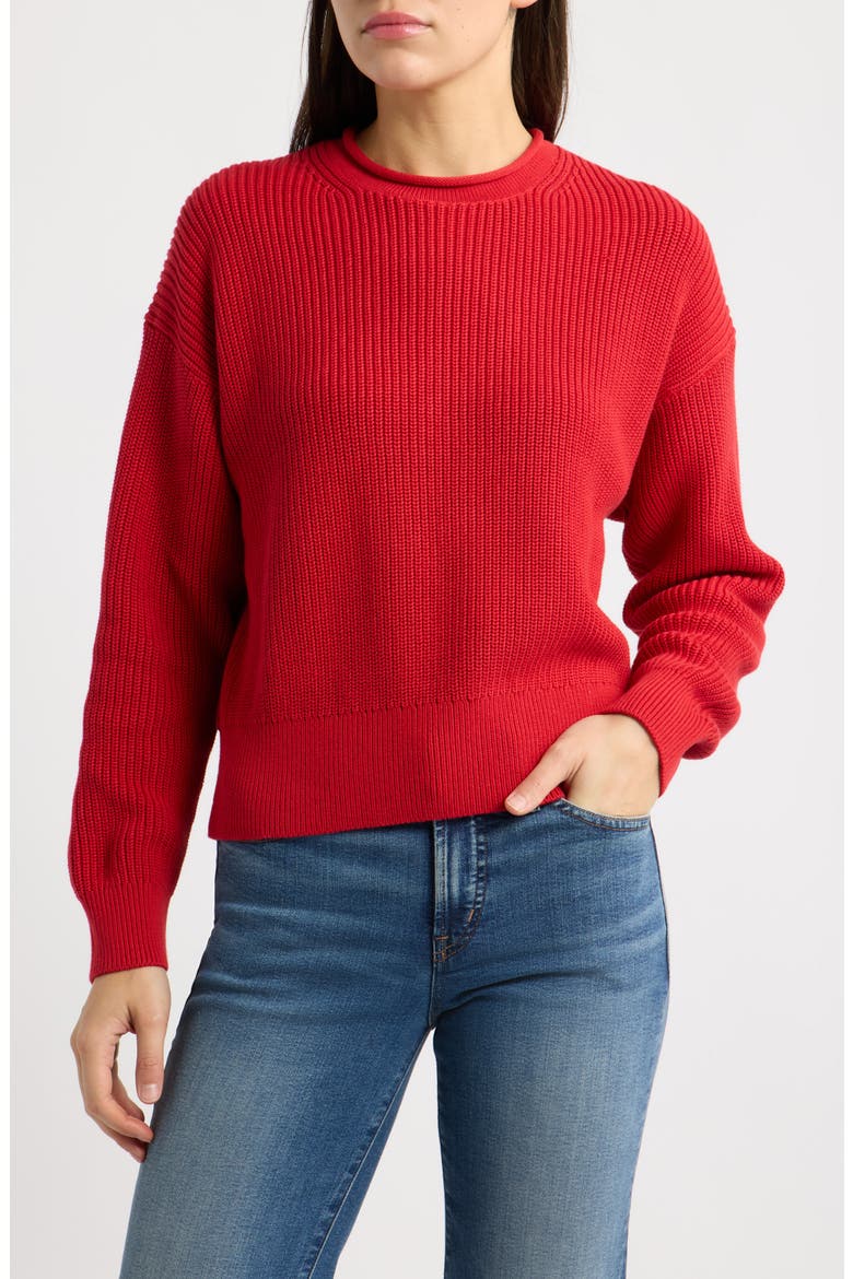 The Arden Crewneck Cotton Sweater, Main, color, POMEGRANATE SEED