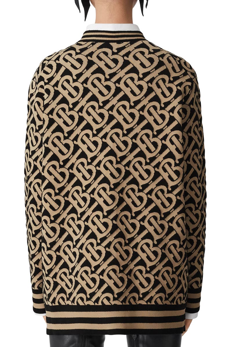 Burberry Maddox TB Logo Jacquard Wool Blend Cardigan, Alternate, color, 