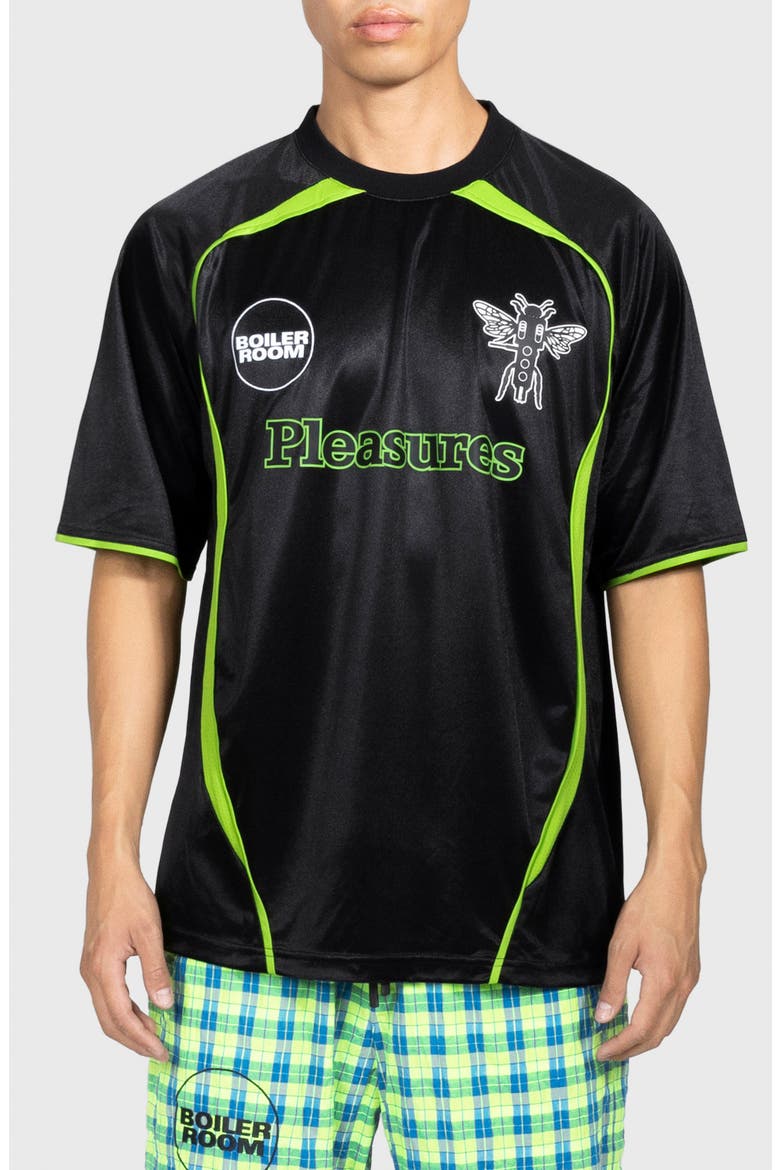 x Boiler Room Aqua Cotton Soccer Jersey, Main, color, BLACK