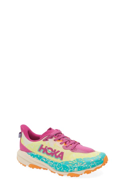 HOKA Kids' Speedgoat 6 Trail Running Shoe in Fuchsia /Electric Aqua 