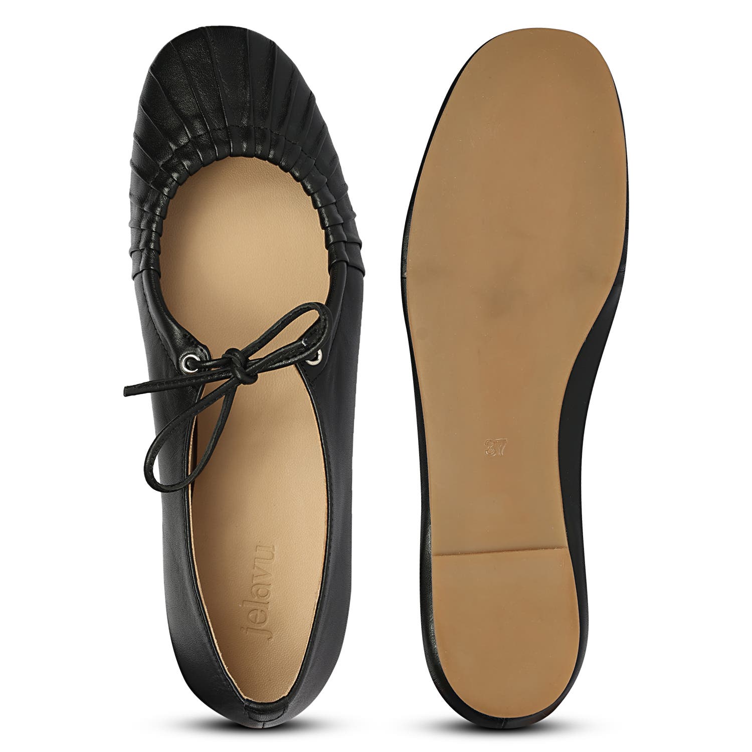 Jelavu Ellie Tied Bow Ruched Ballerina, Alternate, color, Black