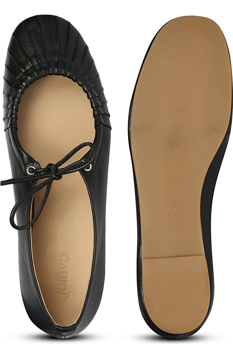 Jelavu Ellie Tied Bow Ruched Ballerina, Alternate, color, Black