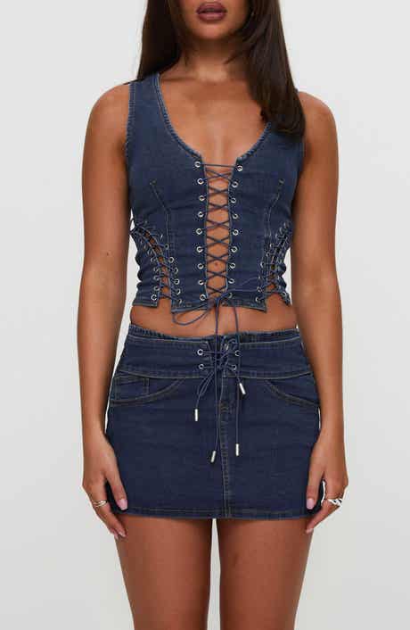 Popular Low Rise Denim Miniskirt