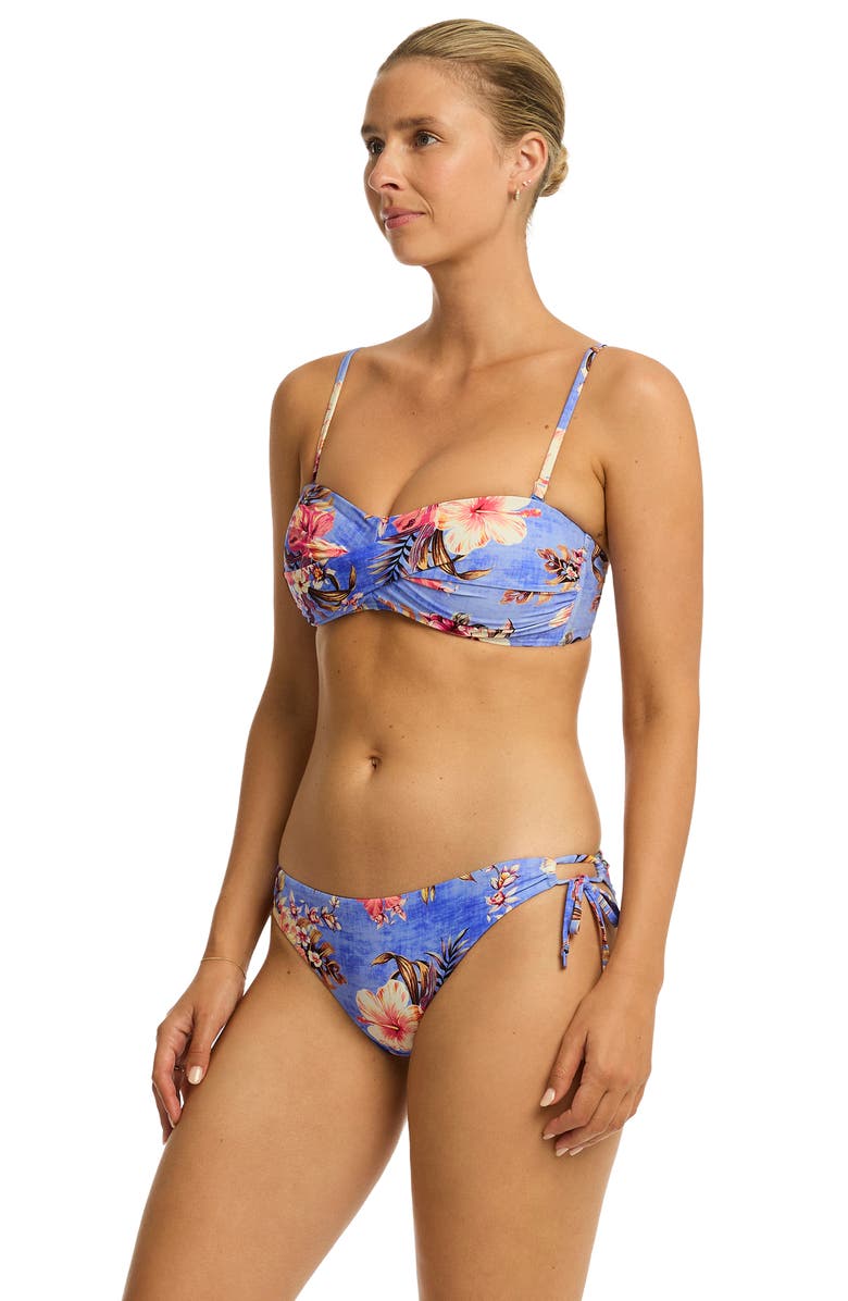 Sea Level Blue Hawaii Tie Side Bikini Bottoms, Alternate, color, Iris