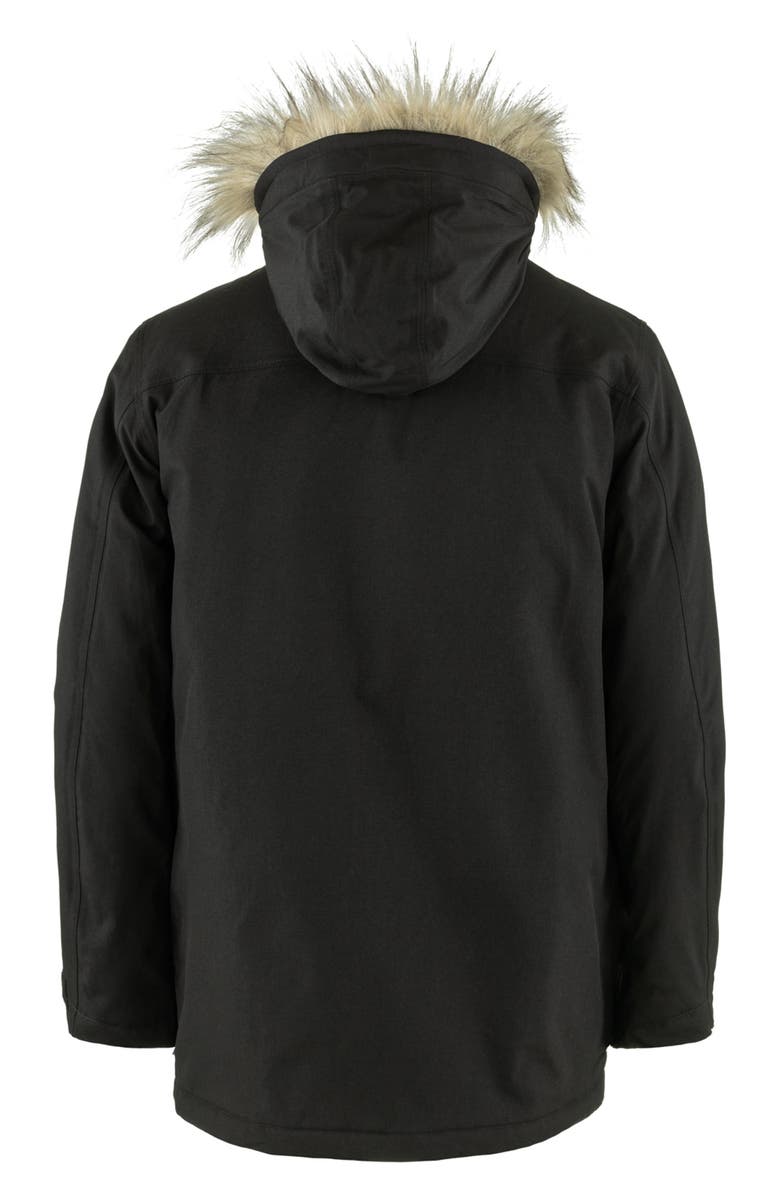 Fjällräven Nuuk Lite Waterproof Parka With Faux Fur Trim, Alternate, color, Black