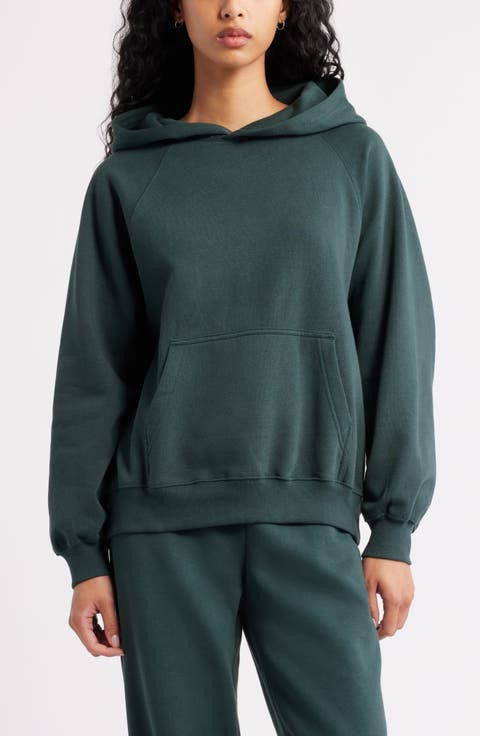 Fleece Detail Oversize Raglan Hoodie