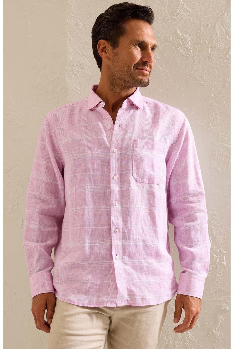 Paradiso Plaid Button-Up Shirt, Alternate, color, PINK CORSAGE