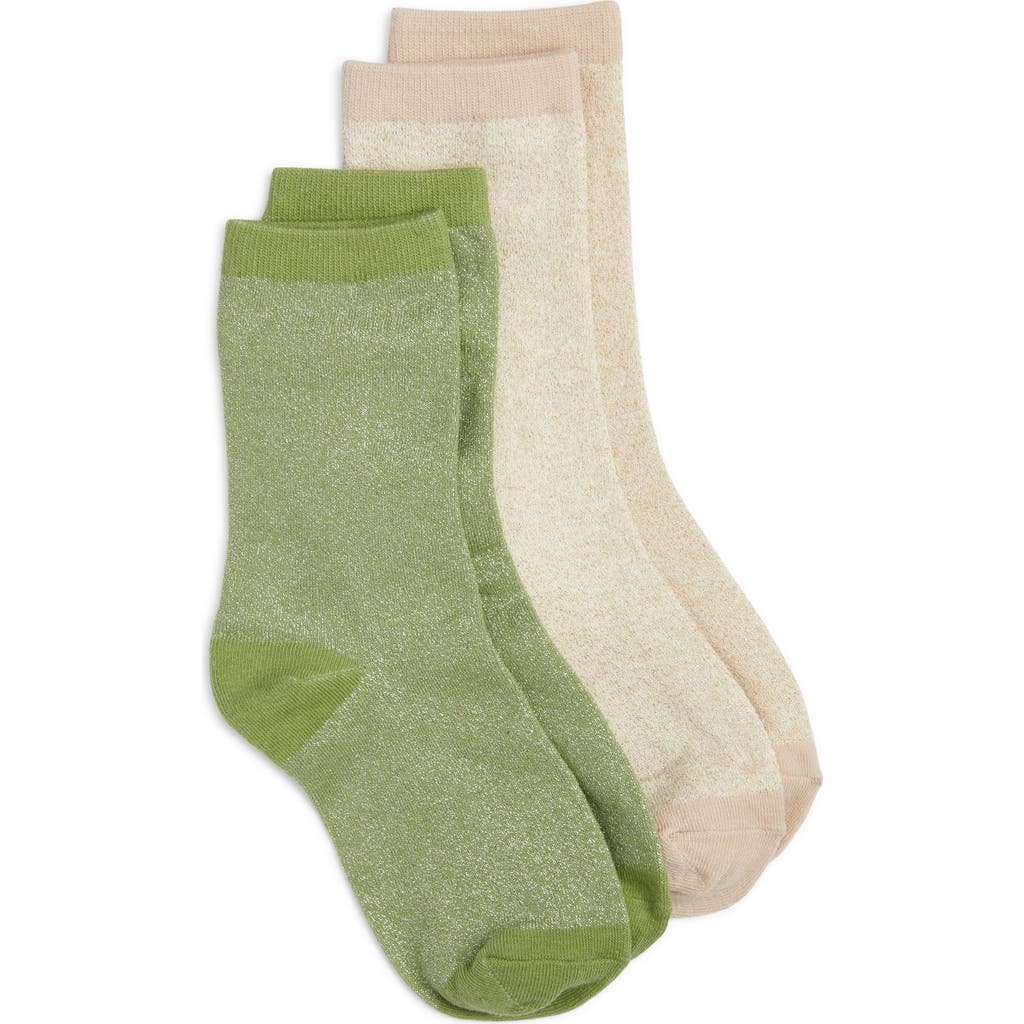 HIGH HEEL JUNGLE Assorted 2-Pack Metallic Crew Socks in Green, Brass  product