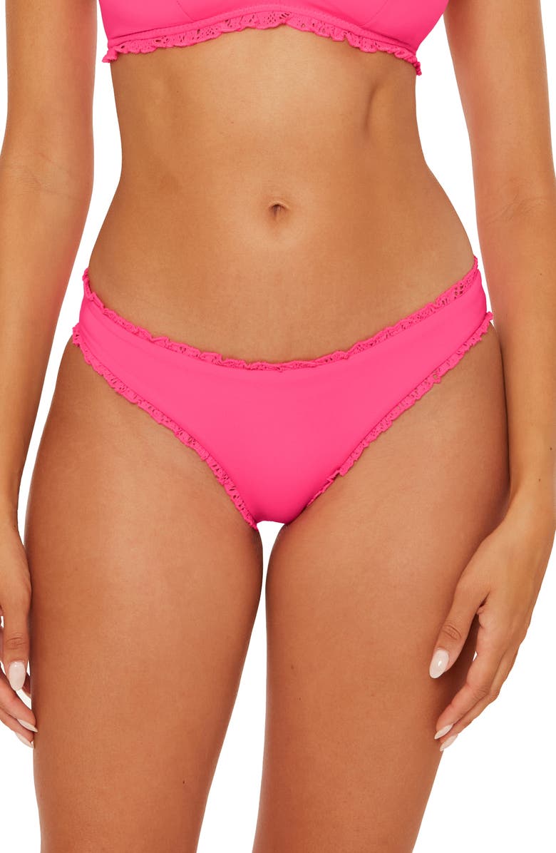 Becca Frills Adela Hipster Bikini Bottoms, Main, color, Punch