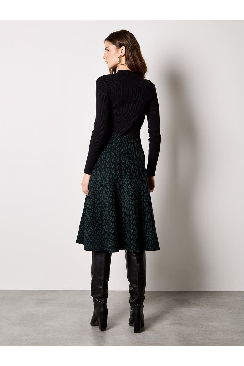 Diamond Skirt Plain Top Knit Dress, Alternate, color, Black