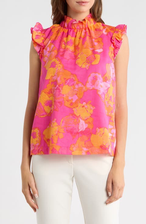 Elaris Zoie Floral Ruffle Cotton Top