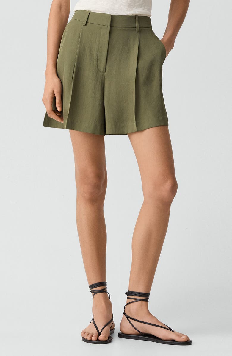 Theory Pleated Shorts, Main, color, Forest Moss
