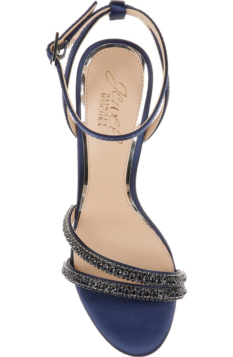 Jewel Badgley Mischka Rosa Ankle Strap Sandal, Alternate, color, Navy Satin