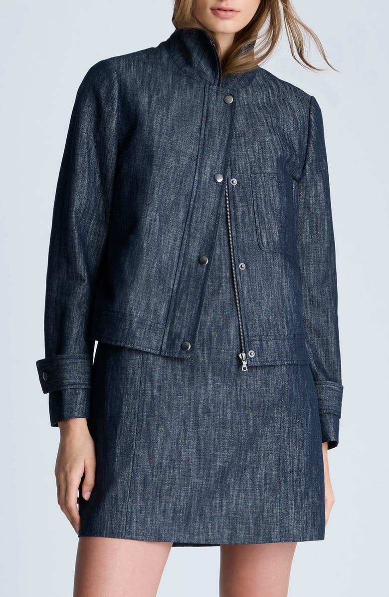 Kenneth Cole Cotton & Linen Moto Jacket, Main, color, 