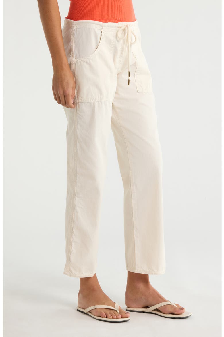 Laguna Drawstring Straight Leg Cotton Pants, Alternate, color, CREMA