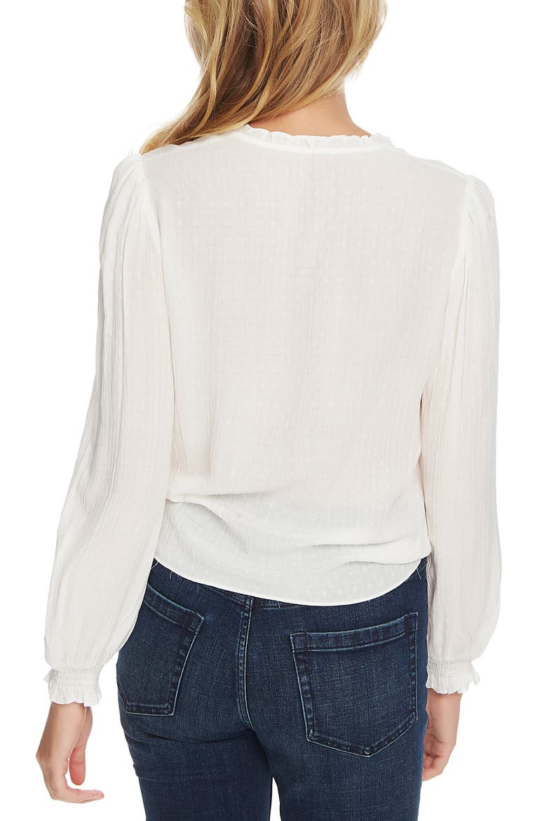 Crinkle Dobby Tie Front Blouse, Alternate, color, SOFT ECRU