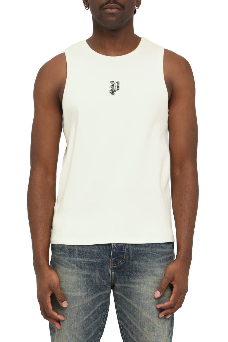 Ribbed Stretch Cotton Tank, Main, color, OFF WHITE