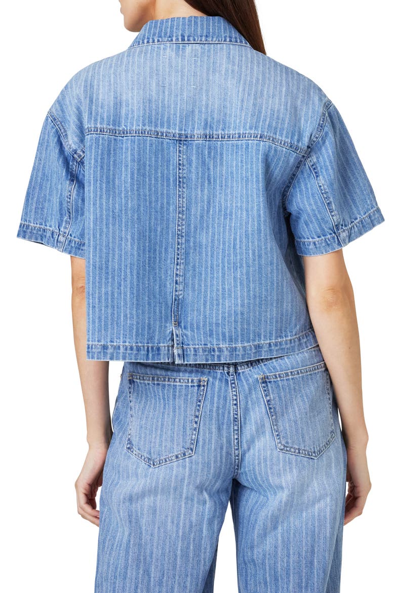 Oversize Short Sleeve Crop Denim Shirt, Alternate, color, SPLASH