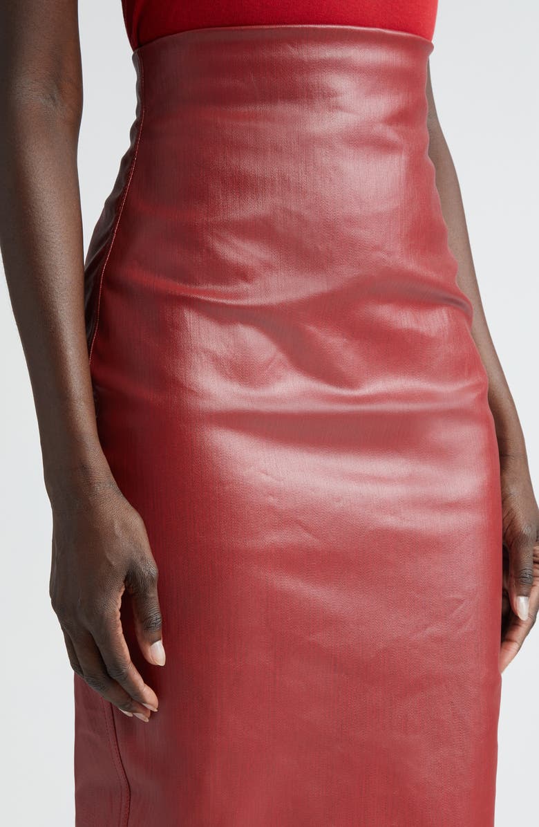 Rick Owens Waxed Denim Pencil Skirt, Alternate, color,